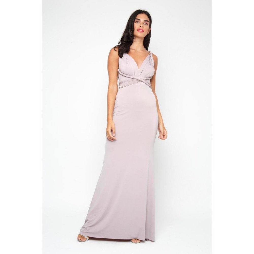 TFNC London Multiway Maxi Dress Womens 16 Blush Bridesmaid Wedding Guest NEW